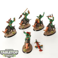 Orruk Warclans - 5x Savage Orc Boar Boyz - bemalt