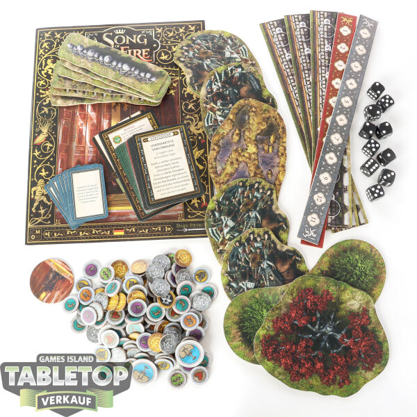 A Song of Ice & Fire - Rulebook, Siege, Mission, Objektive Cards, Diverse Tokens, Terrain Parts & 20x Dices - deutsch