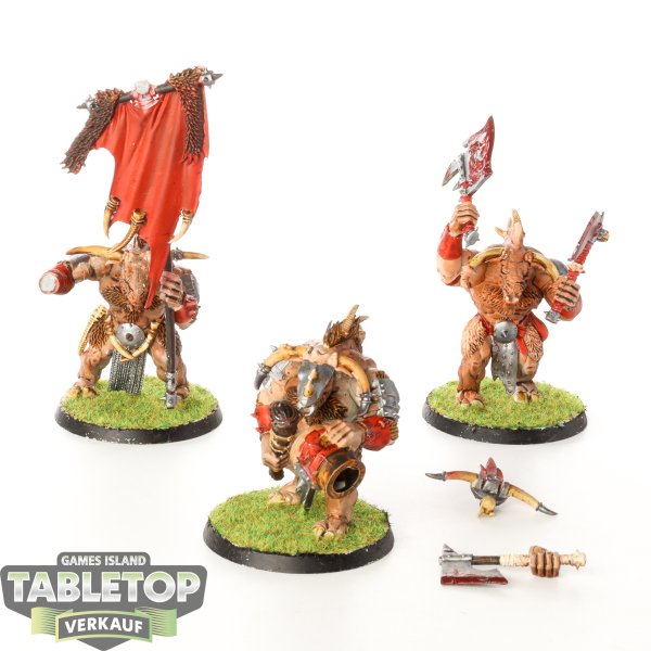 Beastmen Brayherds - 3 x Minotaurs - bemalt