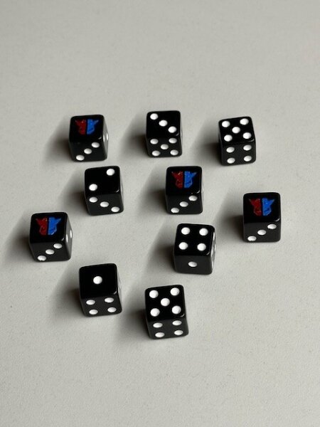BreakingHeads - 10er Würfel Set 12mm - Schwarz (Supporter Exclusive)