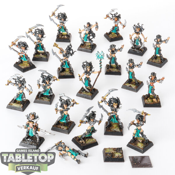 Dark Elves - 20 x Dark Elf Witch Elves + Command klassisch - bemalt