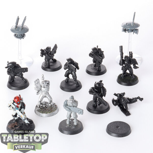 Tau Empire - 10 x Fire Warriors Breacher Team - teilweise bemalt