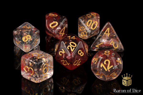 Baron of Dice - Ruby & Opal RPG Dice Set (7 Pieces)