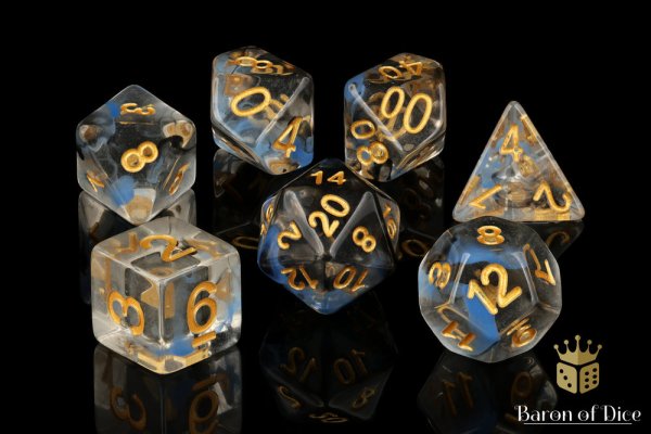 Baron of Dice - Blue & Black RPG Dice Set (7 Pieces)