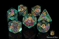 Baron of Dice - Teal with Purple Flowers RPG Dice Set (7...