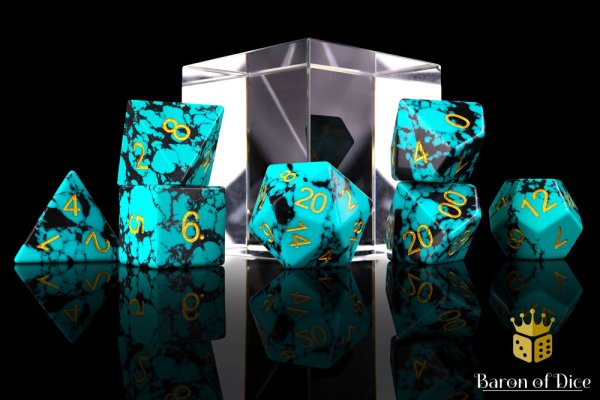 Baron of Dice - Turquoise Gemstone RPG Dice Set (7 Pieces)