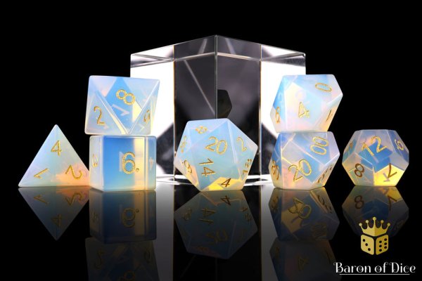 Baron of Dice - Natural Opal Gemstone RPG Dice Set (7 Pieces)