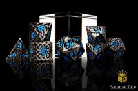 Baron of Dice - Blue Tigers Eye Metal RPG Dice Set (7...