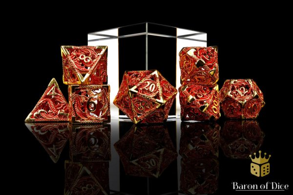 Baron of Dice - Dragons of Legend Metal RPG Dice Set (7 Pieces)