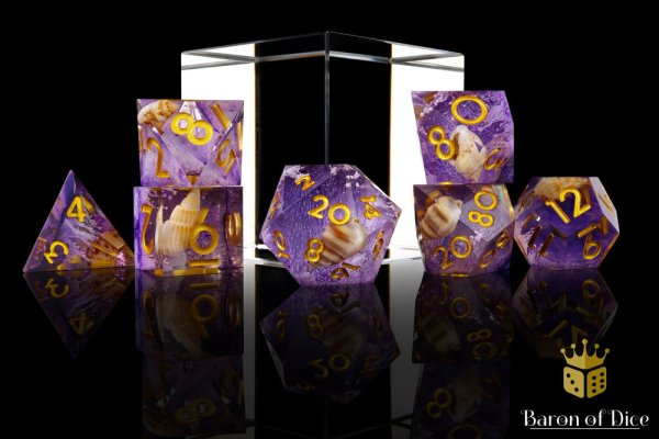 Baron of Dice - Purple Seashell Sharp Edge RPG Dice Set (7 Pieces)