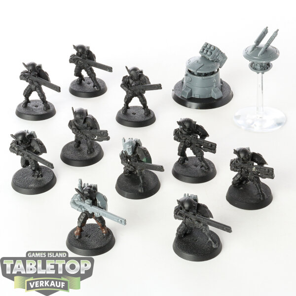 Tau Empire - 10 x Fire Warriors Strike Team - teilweise bemalt