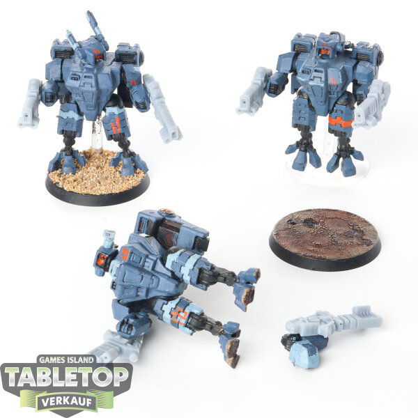 Tau Empire - 3x XV8 Crisis Battlesuit Team Klassisch - teilweise bemalt