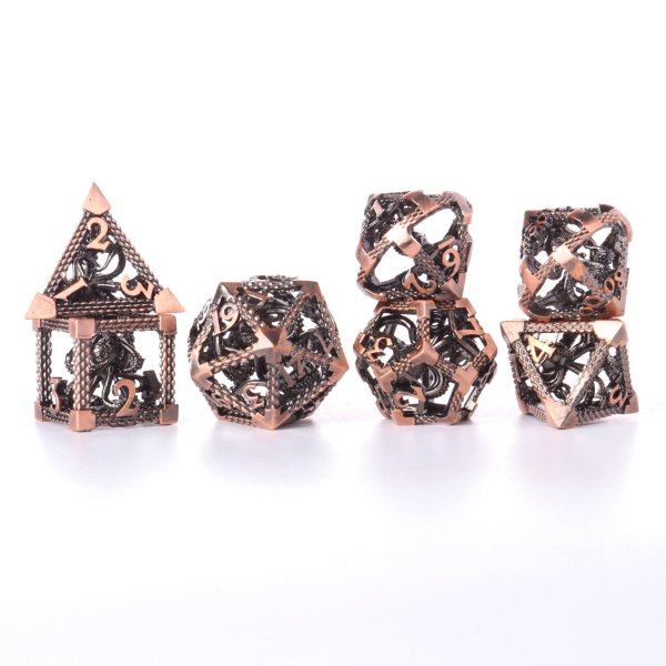 Baron of Dice - Bronze Kraken Hollow Metal RPG Dice Set (7 Pieces)