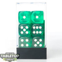 Spielzubehör - 12x Translucent Green/white 16mm d6...