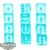 Spielzubehör - 12x Translucent Teal-white 16mm d6...