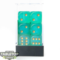 Spielzubehör - 12x Translucent Green/gold 16mm d6...