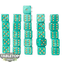 Spielzubehör - 26x Marble Green/Gold d6 Dice 14mm -...