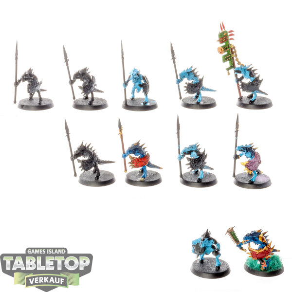 Lizardmen - 11 x Saurus Warrior - teilweise bemalt