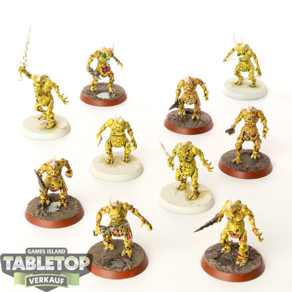 Maggotkin of Nurgle - 10x Plaguebearers of Nurgle - teilweise bemalt