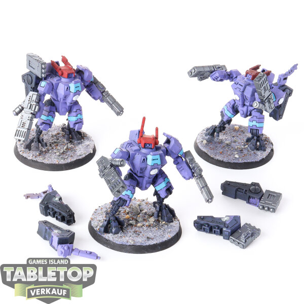 Tau Empire - 3 x XV8 Crisis Battlesuit Team - bemalt