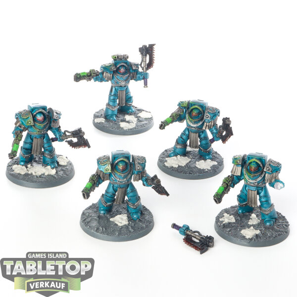 Horus Heresy - 5x Legion Cataphractii Terminator Squad + Upgrades - bemalt