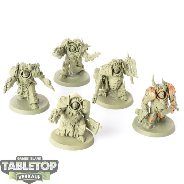 Death Guard - 5x Blightlord Terminators - teilweise bemalt