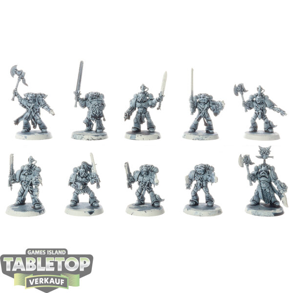 Space Wolves - 10 x Grey Hunters - teilweise bemalt