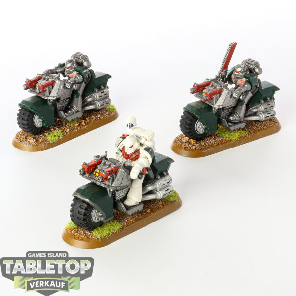 Dark Angels - 3 x Space Marine Bike Squad - bemalt