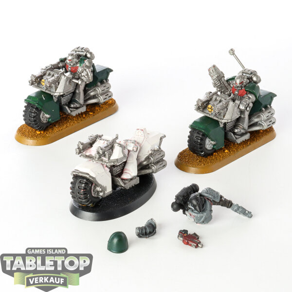 Dark Angels - 3 x Space Marine Bike Squad - teilweise bemalt
