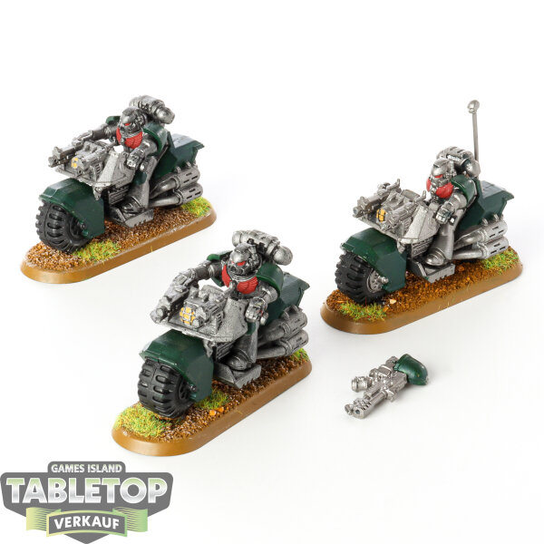 Dark Angels - 3 x Space Marine Bike Squad - bemalt