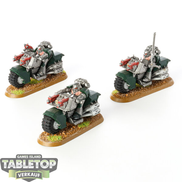 Dark Angels - 3 x Space Marine Bike Squad - bemalt