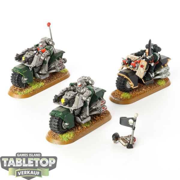 Dark Angels - 3 x Space Marine Bike Squad - bemalt