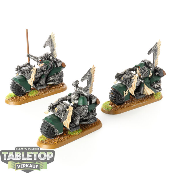 Dark Angels - 3 x Ravenwing Bike Squadron - bemalt
