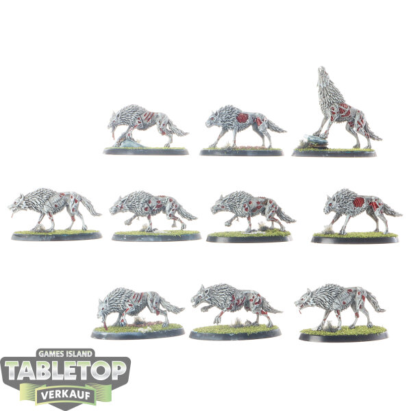 Soulblight Gravelords - 10x Dire Wolves - bemalt