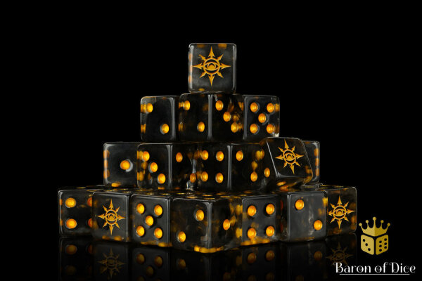 Baron of Dice - Chaos Demon, Translucent 16mm Square Corner Dice (25)