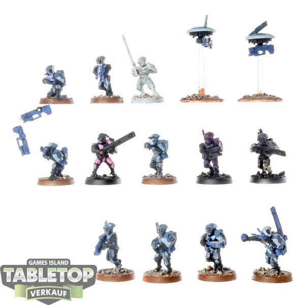 Tau Empire - 10 x Fire Warriors Strike Team - teilweise bemalt