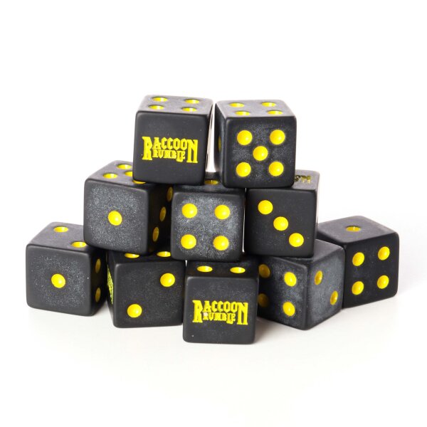 Games Island - Raccoon Rumble 2024 16 mm Square Corner W6 Würfel (10 Stück) - Gelb