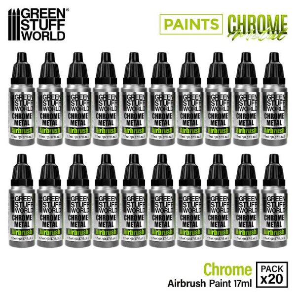 Green Stuff World - Chrome Paint - Airbrush (Pack x20)