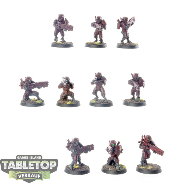 Tau Empire - 10 x Fire Warriors Breacher Team - bemalt