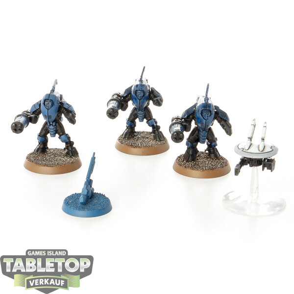 Tau Empire - 3x Stealth Battlesuits - teilweise bemalt