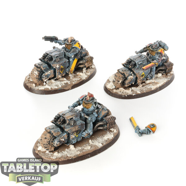 Space Wolves - 3 x Outriders - bemalt