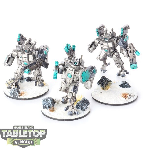Tau Empire - 3x XV8 Crisis Battlesuit Team - bemalt