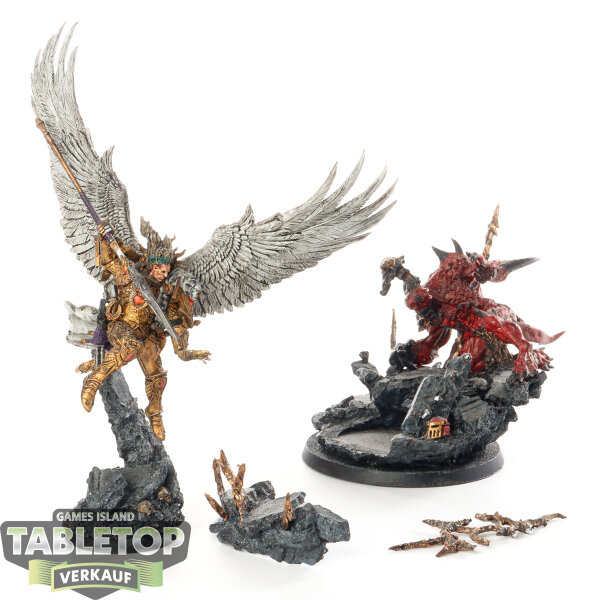 Horus Heresy - Sanguinius on Daemon Base, Primarch of the Blood Angels Legion - bemalt
