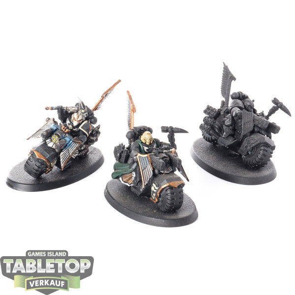 Dark Angels - 3x Ravenwing Bike Squadron - teilweise bemalt