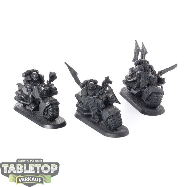 Dark Angels - 3x Ravenwing Bike Squadron - grundiert