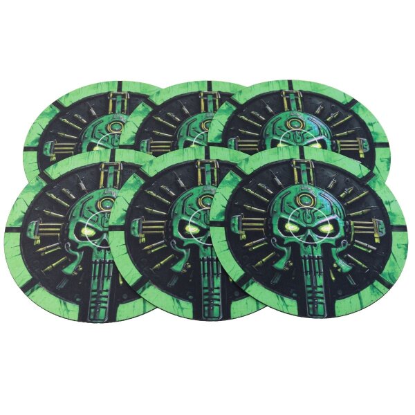 Playmats.eu - Rubber Zones for Warhammer 40k 10th Edition 7,6"/19,3 cm (6 Pieces) - Ancient Evil