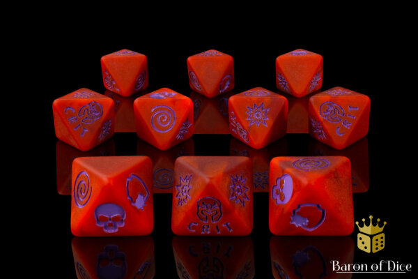 Baron of Dice - Menacing Mutants - Red Matte D8 Dice Set (10)