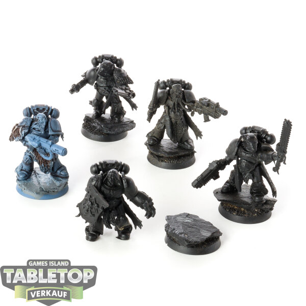Space Wolves - 5x Space Marines - teilweise bemalt