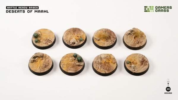 GamersGrass - Desert of Maahl Bases - Round 28mm (x8)