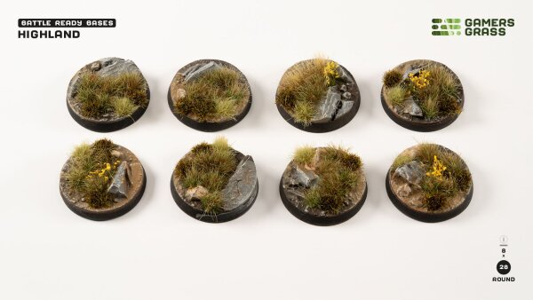 GamersGrass - Highland Bases - Round 28mm (x8)